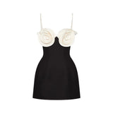 dress to impress outfits Fashion Sexy White Suspender Flower A- line Black Party Temperament Dress Bandage Dress Women