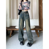 frat boy outfits Autumn New plus Size High Waist Straight Slimming Versatile Draping Fashion Narrow Denim Wide Leg Pants