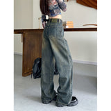 frat boy outfits Autumn New plus Size High Waist Straight Slimming Versatile Draping Fashion Narrow Denim Wide Leg Pants