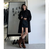 semi formal men outfit 2024 Autumn New Lazy Style Retro Suit Jacket Women's High-Grade Mid-Length Top Loose Long Sleeve Trench Coat