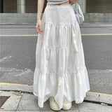 Vevesc hipster Summer 2024 New White Skirt Women's Skirt Small Long A- line Skirt Cake Skirt Women's Skirt