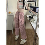 90s streetwear American Retro Workwear Casual Pants Women's Summer Versatile Straight Draping Ankle-Tied Trousers Loose Wide-Leg Pants Ins