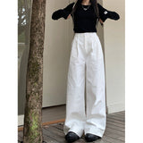 summer outfits inspo 2024 Early Spring New Slimming High-Rise Korean Style Simple Loose Slimming High Waist Wide Leg Casual Pants 2 Colors