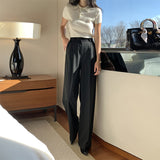 summer outfits inspo Casual Suit Pants Women's 2024 New Wide-Leg Pants Draping High Waist Slimming Summer Ice Silk Mopping Pants