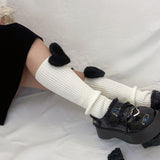 2000s fashion Handmade Mid-Calf Plush Three-Dimensional Love Decorative Calf Socks Knitted Wool Warm Leg Cover Autumn and Winter Ins Personality