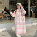 comfy school outfits Korean Style College Style Coat Women's Autumn and Winter 2024 New Pink Horn Buckle Woolen Coat Temperament Chanel Style Coat