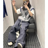 Vevesc Korean Style Vintage Sweater Vest Women Sleeveless Hooded Knitted Pullover Casual Streetwear Retro Sweaters Aesthetics