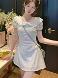 Vevesc Summer White Korean Fashion Elegant Fairy Dress Women Casual Kawaii Party Dress Female Slim Bodycon Sweet Mini Dress New