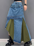 Vevesc Women Denim Long Skirt Harajuku Y2k 2000s Vintage Skirts 90s Aesthetic Streetwear Fashion Korean Style A-Line Jean Skirt Clothes