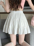 Vevesc Aesthetics Skirts Bow Ruffles Patchwork Summer Thin High Waist Mini Skirt Sweet Preppy Style All Match Women's Clothing