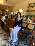Vevesc Elegant Vintage Rose Long Sleeved Knitted Sweater+ Y2k High Waist Fashion Skirt for Women Autum New Two Piece Sets