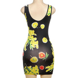 Vevesc Flower Print Sleeveless Mini Bodycon Women's Dress Vacation Summer Dresses For Woman 2024 Sexy Kylie Jenner Y2K Outfits