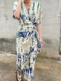 Vevesc  Summer Women Dress Evening Female Women Dresses Long Vestido Vintage Party Beach Chiffon Bodycon Prom Sexy Y2K Print Robe Casual