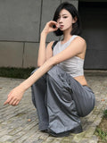 Vevesc Y2k Sexy Tank Tops Women Streetwear Grunge Aesthetic Grey Hot Girl Crop Tops Edgy Sleeveless Clothes Summer Outwear New