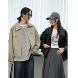 Vevesc  Vintage Short Leather Jacket Women Korean Fashion Y2k Streetwear Racing Jackets PU Zipper Oversized Harajuku Aesthetic