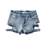 Vevesc Y2K Denim Shorts Women Sexy Hollow Out Short Jeans Streetwear Korean Fashion High Waist Slim All Match Short Hot Pants New