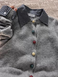 Vevesc Korean Preppy Style Sueter Mujer Plaid Patchwork Shirt Turn Down Collar Pullovers Knitted Women  Short Gray Sweaters Y2k