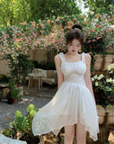 Vevesc  Summer Sweet Princess Mini Dress French Style Spaghetti Strap Sleeveless Fairy Birthday Party Dresses Female Short Vestidos New