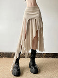 Vevesc  Sexy Irregular Y2K Skirts Women Vintage American High Waist Slim Slit Long Skirt Casual Lady Streetwear Retro Summer Skirts