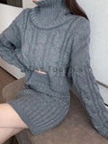 Vevesc vintage knitted Two Piece Set Women Korean Elegant Party Mini Skirt Set Female Casual Designer sweater Skirt Suit Autumn