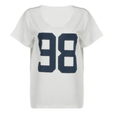 Vevesc  Lazy American Sexy Off The Shoulder Letter Print Women Clothes Y2k Aesthetic Harajuku Punk Streetwears Casual Grunge Summer Tops