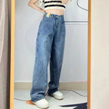 Vevesc  Oversized Women Wide Leg Jeans Vintage Y2K Streetwear Baggy Denim Trousers Fashion Korean Casual High Waist Straight Pants