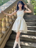Vevesc  French Elegant Camisole Dresses Solid Color Sleeveless Bandage Ruffles Vestidos De Mujer Summer 2025 New Dress Women's Clothing