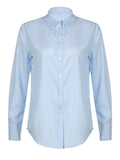 Vevesc  Blue Minimalism Boyfriend Stripe Shirts Women Single Breasted Turn Down Collar Long Sleeve Casual Loose Leisure Simple Clothes
