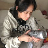 Vevesc Pure Cotton Hoodies Women Streetwear Oversized Print Thick Sweatshirts Bf Harajuku Vintage Korean Loose Casual Pullover