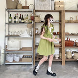 Vevesc Summer Green Kawaii Lolita Dress Women Bow Designer Party Mini Dress Female Casual Korean Fashion Lace Elegant Cute Dress