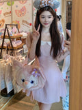 Vevesc Summer Pink Kawaii Fairy Dress Women Japanese Patchwork Party Mini Dress Female Casual Korean Fashion Elegant Cute Dress