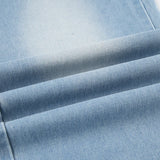 Vevesc  Fashion Light Blue Washed Casual Jeans Y2K Street Style Straight Denim Pants Women Summer Minimalist Chic Outfits
