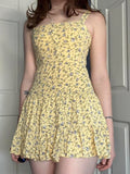 Vevesc  Fashion Small Flowers Prints Summer Women’s Camisole Dress Slim Simple Sweet Prairie Chic Mini Dresses
