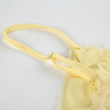 Vevesc  Summer Chiffon Spliced Lace Fashion Sheer Women Camisole Tops Y2k Sexy Chic Ruched Hotsweet Blouses