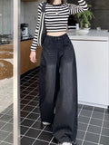 Vevesc Hot Girl Baggy Jeans Femenina Y2k Street vintage Washed To Make Old Fried Straight Wide-Leg Denim Pants For Women