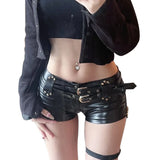 Vevesc Y2k Aesthetic Hip Hop Streetwear Sexy Shorts Euramerican Vintage Heavy Belt Design Harajuku Women Bottom Slim Gothic Short Pant