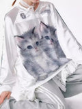 Vevesc Autumn Y2k Aesthetic Patchwork Hoodies Women Vintage Cartoon Cat Oversized Harajuku Tops Streetwear Casual Grunge Sweatshirt