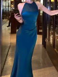 Vevesc  Luxury Solid Womens Long Dresses Sexy Elegant Ruffles Blue Chic Evening Dress Slim Fit Whit Canisole Green Mermaid Vestidos