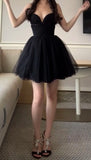Vevesc  Sladuo Women Sexy Spahetti Strap Tulle Homecoming Dresses Short  Prom Dresses for Teens Mini Cocktail Dress