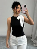 Vevesc  Bow Tie Tank Top Women Aesthetic Clothes Sleeveless Y2k Accessories Slim Fit Cute Crop Tops Elegante Camison Verano Ropa Mujer