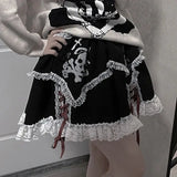 Vevesc Punk Fashion Streetwear Subcultural Skirts Y2k Aesthetic Patchwork Lace American Vintage Lace Up Clothes Japan Lolita Girl Skirt