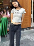 Vevesc Casual Women Black Flared Pants Summer Fashion Ladies Low Waist Pockets Ornamnet Solid Color Pants Female Chic Bottoms