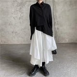 Vevesc Gothic Asymmetrical Cargo Skirts Women Streetwear Punk Irregular High Waist A Line Pleated Skirt Korean Hip Hop Midi Skirt