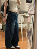 Vevesc Harajuku Casual 90S High Waist Loose Jeans Winter Pants Women's Y2K Wide Leg Baggy Street Style Denim Trouser