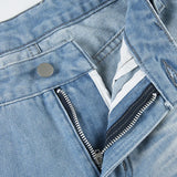 Vevesc  Fashion Light Blue Washed Casual Jeans Y2K Street Style Straight Denim Pants Women Summer Minimalist Chic Outfits