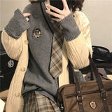 Vevesc Vintage Preppy Women Knitted Sweater Japanese Style Kawaii Cute Tops Oversized Girly Female Korean Fashion Pullovers JK