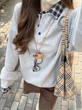 Vevesc Womens Clothing Vintage Street Sweatshirt Y2K Pattern Half Zipper Pullover Long Sleeves Casual Warm Oversize Baggy Ladies Tops