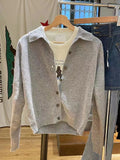 Vevesc  Sweet Solid Knitted Cardigan Sweater Woman Turn Down Collar Single Breasted Long Sleeve Coat Autumn Casual Vintage Y2k Sweaters