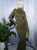 Vevesc  Fashion Elegant Ruched Sexy Bodycon Maxi Dress Birthday Outfits For Women Long Sleeve Dresses Gown Club Party Y2K