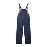 Vevesc Denim Overalls Women Streetwear Jumpsuits Vintage Sweet Wide Leg Suspender Pants Preppy Bow Bandage Strap Jeans Trousers